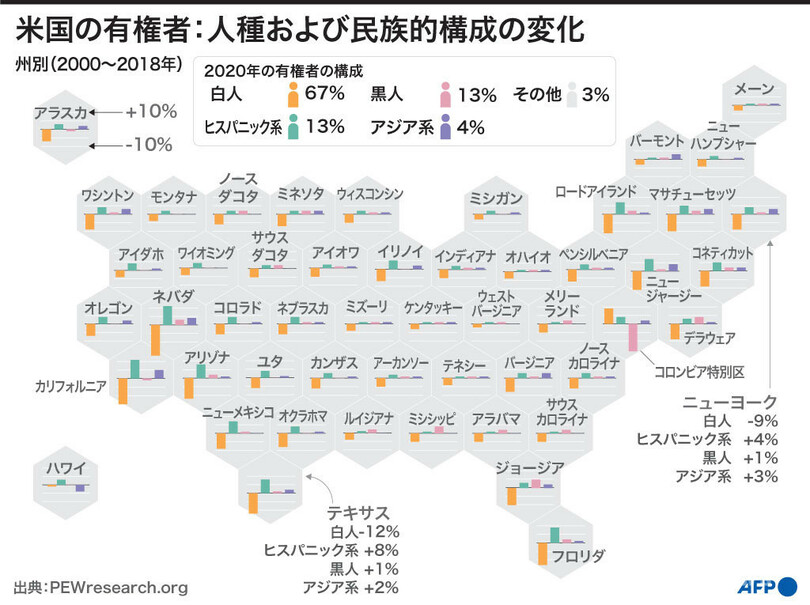 図解 米国の有権者 人種および民族的構成の変化 写真1枚 国際ニュース Afpbb News