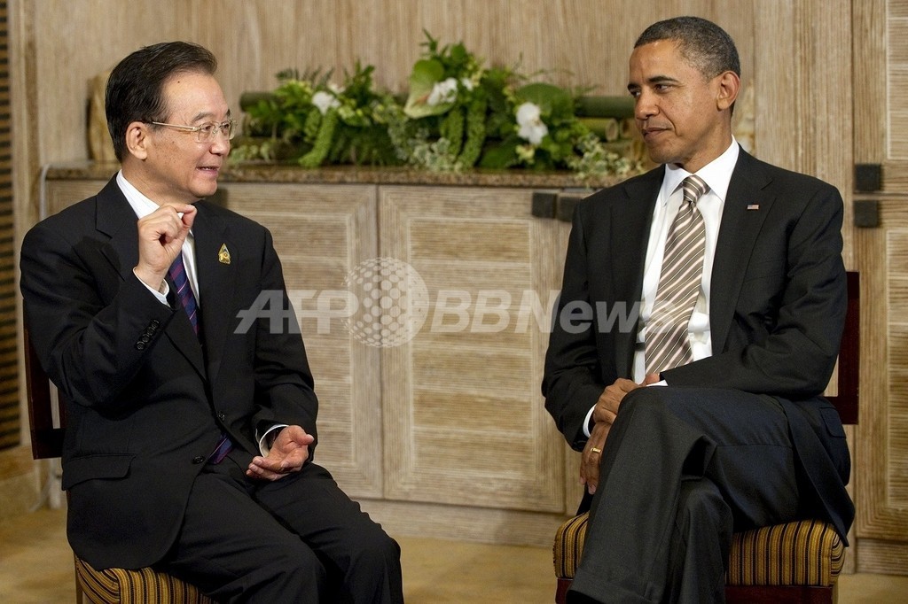 オバマ米大統領と中国の温首相が会談 オバマ米大統領と中国の温首相が会談