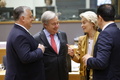 ベルギー・ブリュッセルで開かれた欧州連合（EU）首脳会議に臨むハンガリーのビクトル・オルバン首相ら（2023年3月23日撮影、資料写真）。(c)Ludovic MARIN / AFP