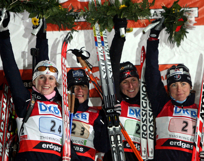 ＜バイアスロン 06-07W杯・第4戦＞フランス 女子4×6キロメートルリレーを制す - ドイツ