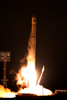 ロシアの火星探査機「フォボス・グルント（Phobos-Grunt）」を積んでカザフスタンのバイコヌール（Baikonur）宇宙基地から打ち上げられるゼニト2SB（Zenit-2SB）ロケット（2011年11月9日撮影）。(c)AFP