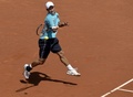 男子テニス、バルセロナ・オープン、シングルス準々決勝。リターンを狙う錦織圭（2015年4月24日撮影）。(c)AFP/JOSEP LAGO