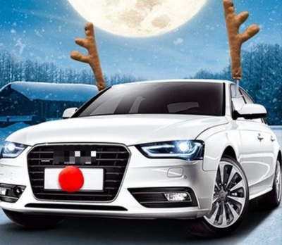 韓国の路上走る“赤い鼻のトナカイ車”…「違法のおそれ」警告