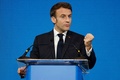 タイ・バンコクで行われたアジア太平洋経済協力会議（APEC）CEOサミットで演説するフランスのエマニュエル・マクロン大統領（2022年11月18日撮影）。(c)Ludovic MARIN / AFP