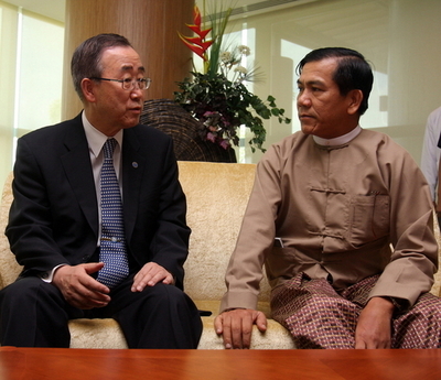 国連事務総長ミャンマー入り、首相と会談