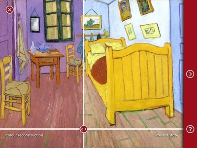 アプリでゴッホの名作の謎解き、画面なぞると修復前の状態に