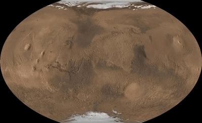 古代の火星はやはり湿潤気候か、南極に大量のドライアイス発見