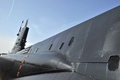 英ゴスポート（Gosport）にある王立海軍潜水艦博物館（Royal Navy Submarine Museum）の港に係留された英海軍のA級潜水艦「アライアンス（HMS Alliance）号」（2014年4月3日撮影）。(c)AFP/GLYN KIRK
