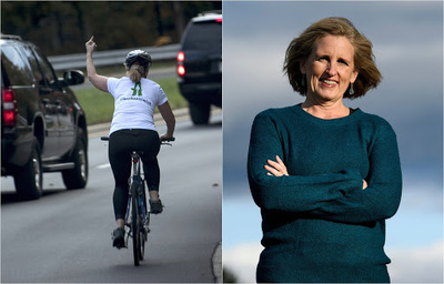 トランプ氏の車列に中指立てて解雇された米女性、地方選立候補で再チャレンジ