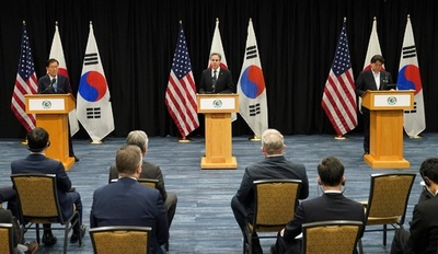 日米韓外相会談、北朝鮮ミサイル発射を「挑発」と非難
