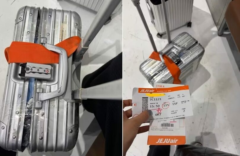 空港到着直後、深刻に破損した状態で見つかったスーツケース＝ボベドリーム(c)news1 