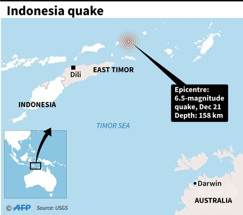 東ティモールの沖合でm6 5の地震 豪州北部の広範囲で揺れ 写真1枚 国際ニュース Afpbb News