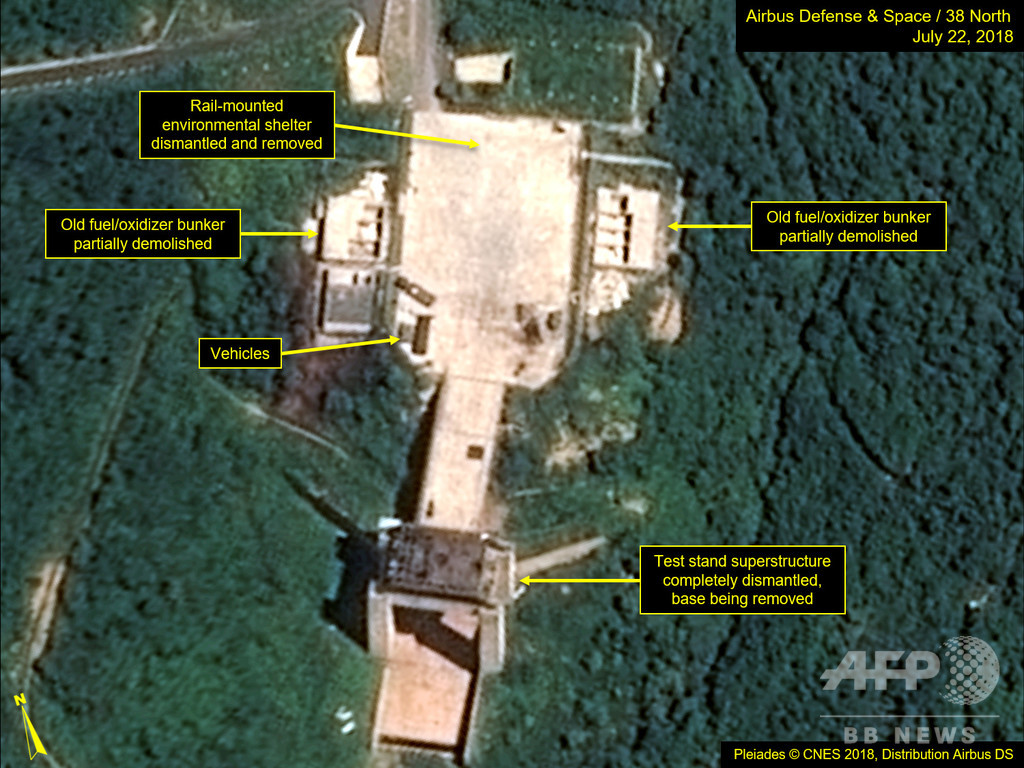 北朝鮮でミサイル実験場復旧の動き、「決意表明」の可能性も 北朝鮮でミサイル実験場復旧の動き、「決意表明」の可能性も