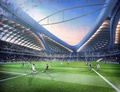 2022年サッカーW杯カタール大会（2022 World Cup）の大会組織委員会が発表したアル・ワクラ・スタジアム（Al-Wakrah Stadium）のコンピューター画像（2013年11月19日提供）。(c)AFP/Qatar 2022 committee