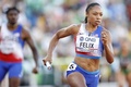 第18回世界陸上オレゴン大会、混合4×400メートルリレー決勝。レースに臨む米国のアリソン・フェリックス（2022年7月15日撮影）。(c)Steph Chambers/Getty Images/AFP