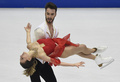 フィギュアスケート欧州選手権、アイスダンス・ショートダンス（SD）。演技に臨むガブリエラ・パパダキス/ギヨーム・シゼロン組（2016年1月28日撮影）。(c)AFP/JOE KLAMAR