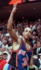 New York Knicks guard John Starks reacts to the fans at the Miami Arena after he picked up his fifth foul in the fourth period 14 May of their Eastern Conference Semifinals Playoff game at the Miami Arena. (c)AFP/Chris BERNACCHI