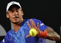 テニス、リオ・オープン男子シングルス準決勝。リターンを狙うアンドレアス・ヘイダーマウアー（2015年2月21日撮影）。(c)AFP/VANDERLEI ALMEIDA