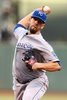 14MLBワールドシリーズ（7回戦制）第5戦、サンフランシスコ・ジャイアンツ（San Francisco Giants）対カンザスシティ・ロイヤルズ（Kansas City Royals）。先発登板するカンザスシティ・ロイヤルズのジェームズ・シールズ（James Shields、2014年10月26日撮影）。(c)AFP/Getty Images/Elsa