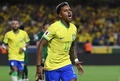 2026年サッカーW杯北中米大会南米予選、ブラジル対ボリビア。得点を挙げて喜ぶブラジルのロドリゴ（2023年9月8日撮影）。(c)CARL DE SOUZA / AFP