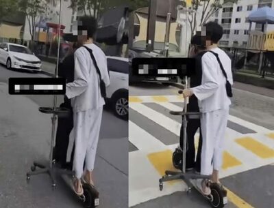 「命知らずの暴走」通話しながら点滴同乗…韓国「危険要素てんこもり」キックボード映像