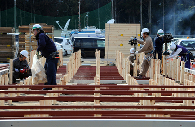 陸前高田市で仮設住宅着工