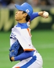第2回ワールド・ベースボール・クラシック（%%2009 World Baseball Classic%%）強化試合、読売ジャイアンツ（%%Yomiuri Giants%%）対韓国。先発で登板した韓国の尹錫珉（%%Yoon Suk-Min%%、ユン・ソクミン）。試合は3-0で韓国が敗れた。（2009年3月3日撮影）(c)AFP/TORU YAMANAKA