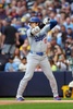 24MLB、ミルウォーキー・ブルワーズ対ロサンゼルス・ドジャース。打席に立つロサンゼルス・ドジャースの大谷翔平（2024年8月12日撮影）。(c)Stacy Revere/Getty Images/AFP