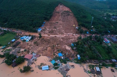 ミャンマーで地滑り、34人死亡 80人超が行方不明の可能性