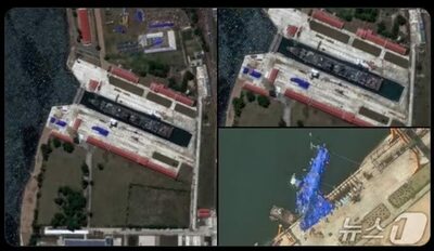 座礁した北朝鮮の新型駆逐艦、羅津港ドライドックに係留