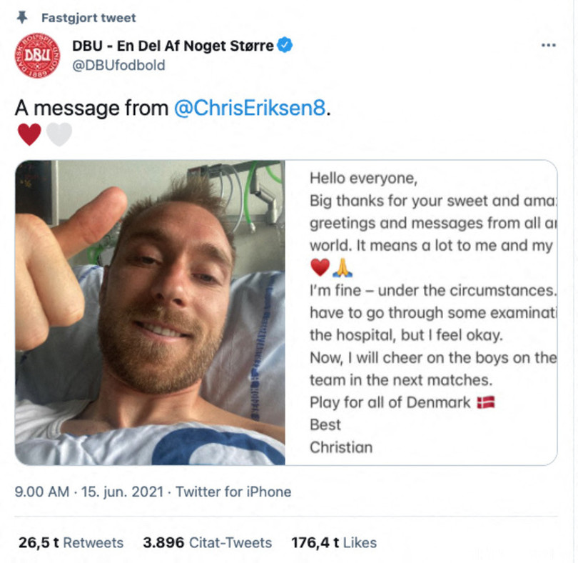 エリクセンを欧州選手権決勝に招待、UEFA会長