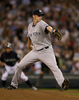 09MLB、シアトル・マリナーズ（%%Seattle Mariners%%）対ニューヨーク・ヤンキース（%%New York Yankees%%）。試合はマリナーズが3-2でサヨナラ勝ちを収めた。写真は先発登板し、7回を7安打1失点に抑えたヤンキースのA.J.バーネット（%%A.J. Burnett%%）。（2009年9月18日撮影）(c)AFP/Getty Images/Otto Greule Jr