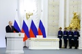 ロシア・モスクワの大統領府（クレムリン）で行われたウクライナ4州を正式併合する式典で、演説するウラジーミル・プーチン大統領（2022年9月30日撮影）。(c)Dmitry ASTAKHOV / SPUTNIK / AFP
