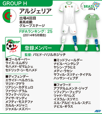 【図解】W杯ブラジル大会：アルジェリア代表メンバー23人