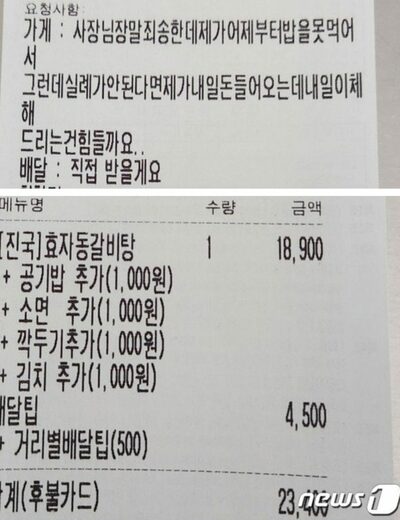 「飢えている。でもカネがない。支払いは明日で」という注文は詐欺なのか…韓国・食堂店主、悩む