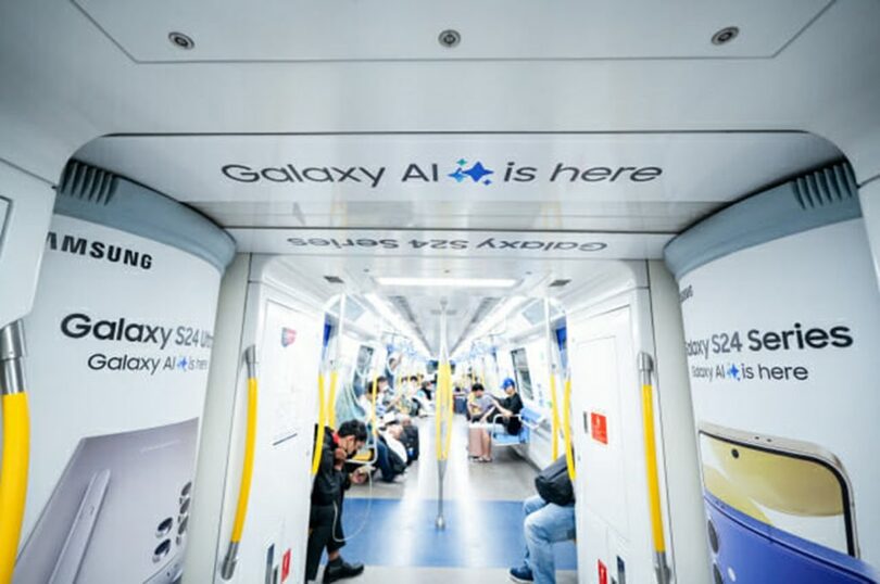 「Galaxy S24」と「Galaxy AI」のイメージでラッピングされたクアラルンプールの地下鉄=サムスン電子(c)KOREA WAVE