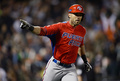 第3回ワールド・ベースボール・クラシック（2013 World Baseball Classic、WBC）は17日、米カリフォルニア（California）州サンフランシスコ（San Francisco）で準決勝が行われ、日本は1-3でプエルトリコに敗れた。

7回に2点本塁打を放ち歓喜するプエルトリコのアレックス・リオス（Alex Rios、2013年3月17日撮影）。(c)AFP/Getty Images/Thearon W. Henderson