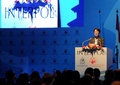インドネシア・バリ島のヌサドゥアで開かれたインタポール年次総会の開会式であいさつするミレーユ・バレストラジ総裁（2016年11月7日撮影）。(c)AFP/SONNY TUMBELAKA