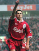 イングランド・プレミアリーグ、リバプール（Liverpool FC）対ベントリー・シティ（Coventry City）。得点を挙げて喜ぶリバプールのマイケル・オーウェン（Michael Owen、1997年12月20日撮影）。(c)AFP