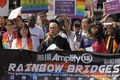 台北で行われた性的少数者（LGBT）のパレードの参加者（2018年10月27日撮影）。(c)Daniel Shih / AFP
