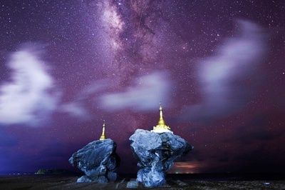 天の川銀河、幻想的なミャンマーの夜空