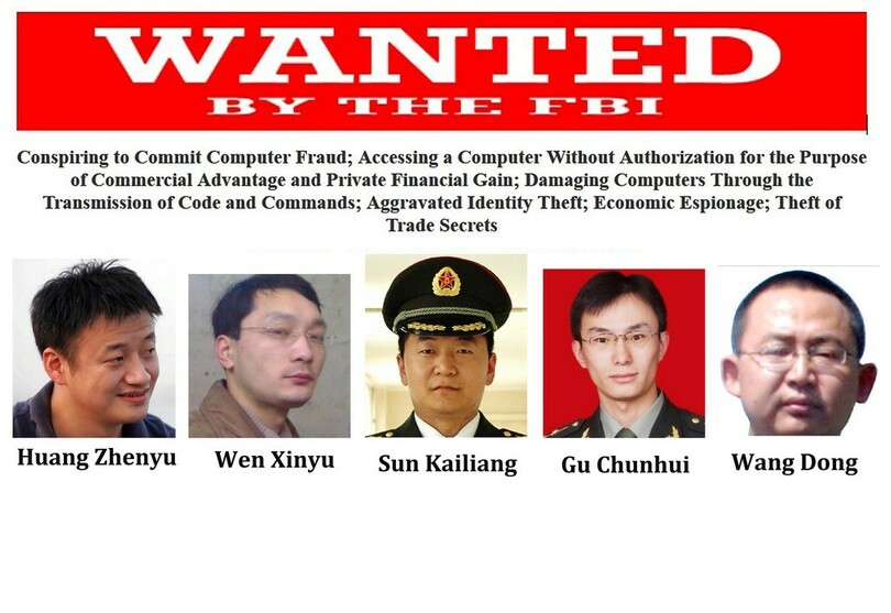 米政府、サイバー攻撃関与の中国将校5人を起訴