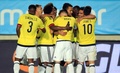 サッカー国際親善試合、スペイン対コロンビア。得点を喜ぶコロンビアの選手（2017年6月7日撮影）。(c)AFP/JOSE JORDAN