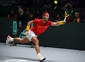 男子テニス、国別対抗戦デビスカップ決勝、カナダ対スペイン。リターンを打つスペインのラファエル・ナダル（2019年11月24日撮影）。(c)GABRIEL BOUYS / AFP