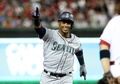 MLBオールスターゲーム2018。3回にソロ本塁打を放ち、8回に3点本塁打を放ち喜ぶア・リーグのジーン・セグラ（2018年7月17日撮影）。(c)Rob Carr/Getty Images/AFP