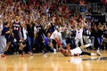 14-15NBAプレーオフ・イースタンカンファレンス準決勝（7回戦制）、ワシントン・ウィザーズ対アトランタ・ホークス。決勝のブザービーターを決めて喜ぶワシントン・ウィザーズのポール・ピアース（2015年5月9日撮影）。(c)AFP/Getty Images/Rob Carr