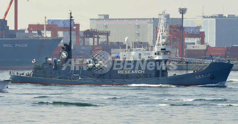 日本の調査捕鯨船に豪活動家3人が乗り込む