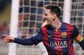 サッカー欧州チャンピオンズリーグ2014-15（UEFA Champions League 2014-15）グループF第5節、アポエル・ニコシア（APOEL Nicosia）対FCバルセロナ（FC Barcelona）。得点を挙げ喜ぶFCバルセロナのリオネル・メッシ（Lionel Messi、2014年11月25日撮影）。(c)AFP/SAKIS SAVVIDES
