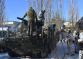 ウクライナ北部プリピャチで行われた軍事訓練（2022年2月4日撮影）。(c)Sergei Supinsky / AFP