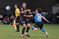 サッカー国際親善試合、川崎フロンターレ対バイエルン・ミュンヘン。川崎フロンターレの瀬川祐輔（右）とボールを競るバイエルン・ミュンヘンの金ミン哉（2023年7月29日撮影）。(c)Richard A. Brooks/ AFP